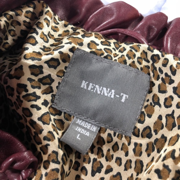 Nordstrom Kenna-T Burgundy Ruffle Leather Jacket - Picture 4 of 8